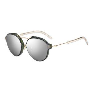 Dior Gold Green & Silver Women's Round Mirrored Dioreclat Gc1 Sunglasses